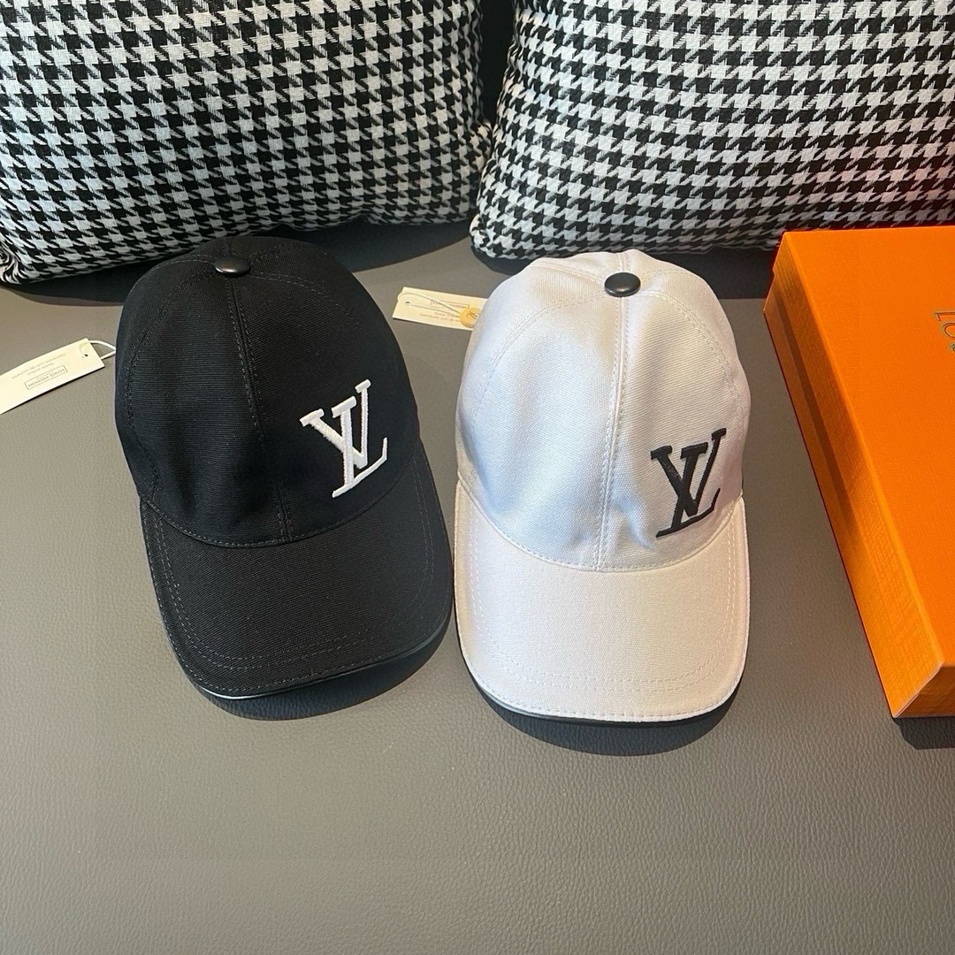 配盒子布袋LV路易威登新款原单棒球帽LV刺绣专柜1:1开模订制原版帆布面料+头层牛皮精细刺绣！质量超赞基