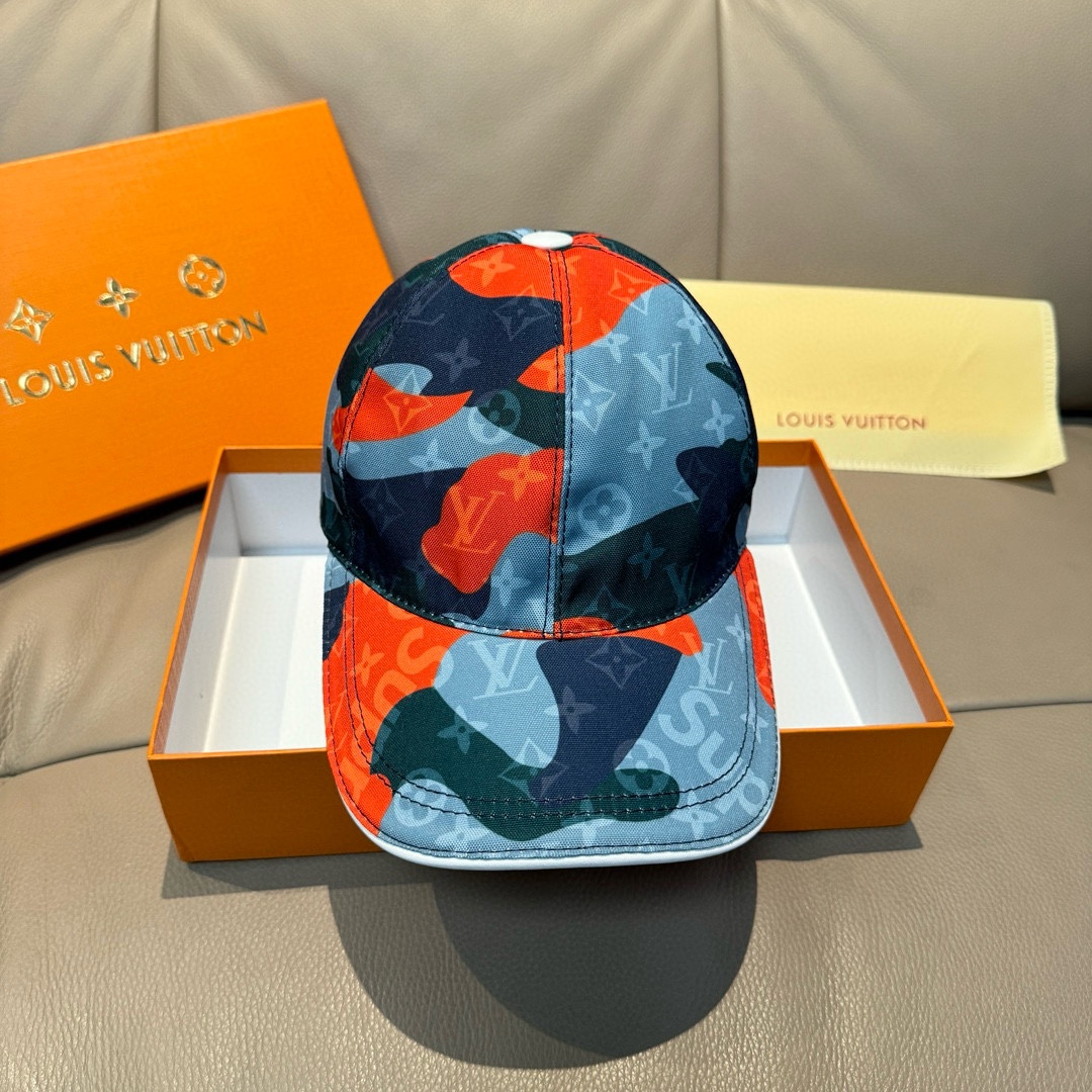 配盒子布袋LV路易威登新款原单棒球帽迷彩LV专柜1:1开模订制原版帆布料+头层牛皮轻盈透气！质量超赞基础