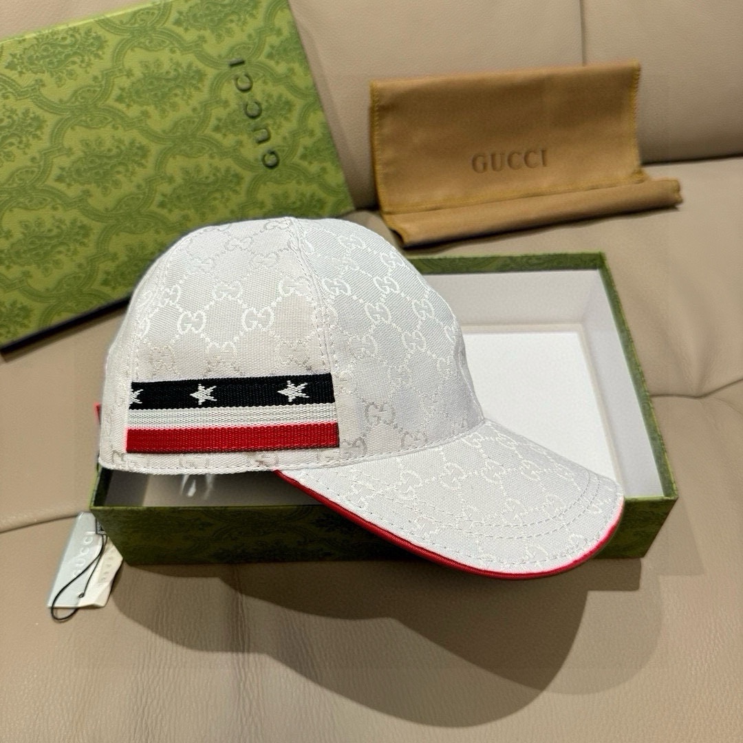配盒子布袋Gucci古奇经典原单棒球帽五星织带1:1开模订制原版帆布料+头层牛皮代购热门男女可用百搭款质