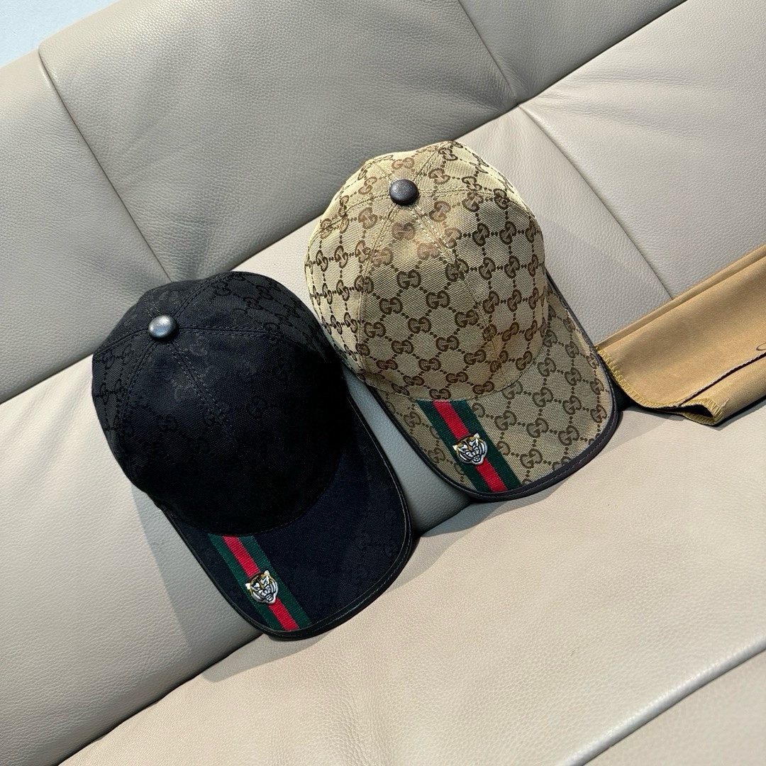 配盒子布袋Gucci古奇新款原单棒球帽虎头织带1:1开模订制重工刺绣细节可媲美专柜原版帆布料+头层牛皮质