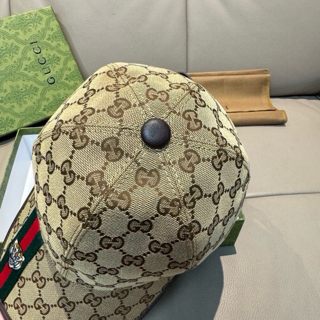 配盒子布袋Gucci古奇新款原单棒球帽虎头织带1:1开模订制重工刺绣细节可媲美专柜原版帆布料+头层牛皮质