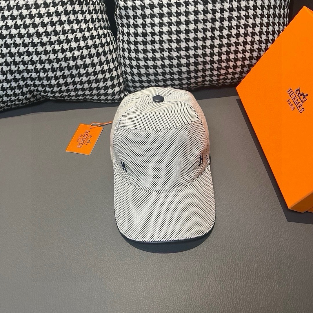 Hermès 配盒子布袋 HERMÈS (爱马仕) 棒球帽 H 开模订制 透气帆布面料+头层牛皮