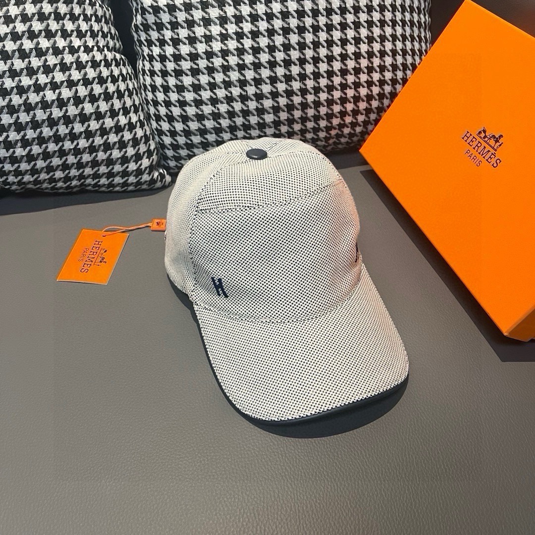 Hermès 配盒子布袋 HERMÈS (爱马仕) 棒球帽 H 开模订制 透气帆布面料+头层牛皮