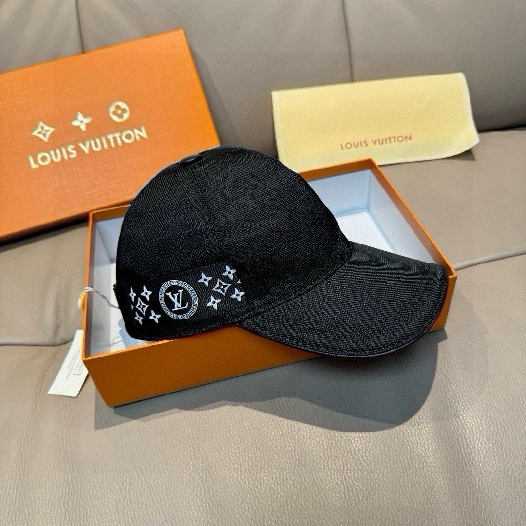 Louis Vuitton 配包装布袋 LV路易威登新款 棒球帽 棋盘格 1:1开模订制 布料+头层牛皮