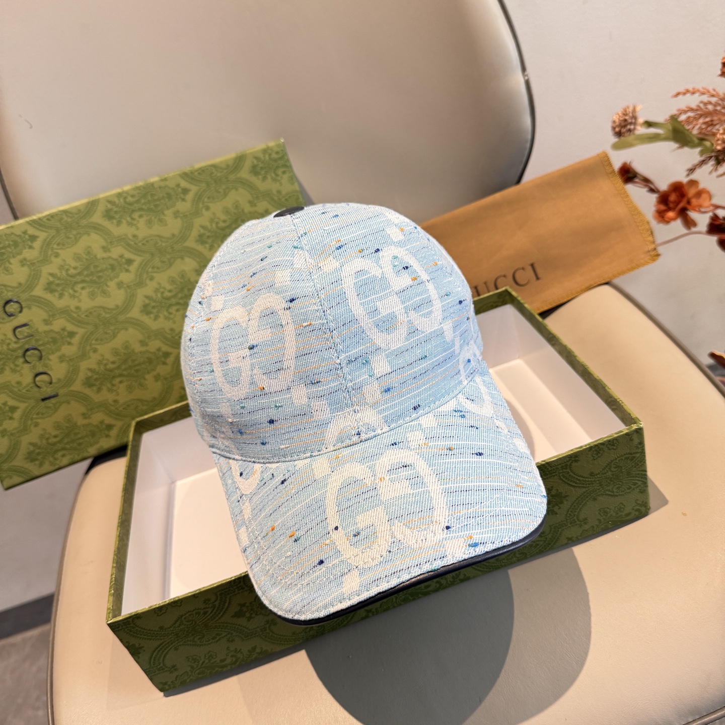 Gucci 配包装布袋 Gucci古奇新款 棒球帽 大双G 1:1开模订制 完美对花 帆布面料+头层牛皮
