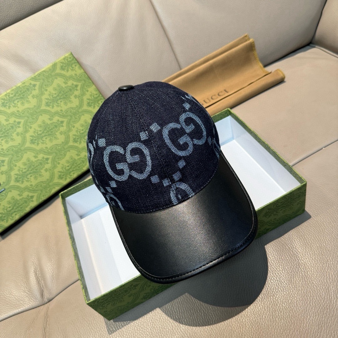Gucci 配盒子布袋 Gucci(古奇)新款 棒球帽 大双G拼皮 款 1:1开模订制