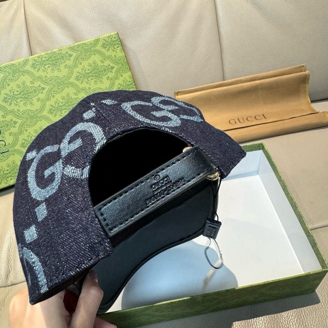 Gucci 配盒子布袋 Gucci(古奇)新款 棒球帽 大双G拼皮 款 1:1开模订制