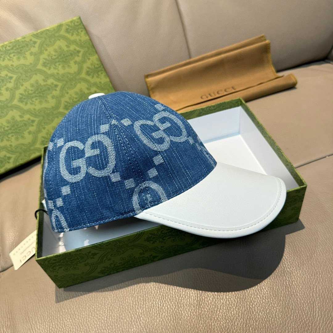 Gucci 配盒子布袋 Gucci(古奇)新款 棒球帽 大双G拼皮 款 1:1开模订制