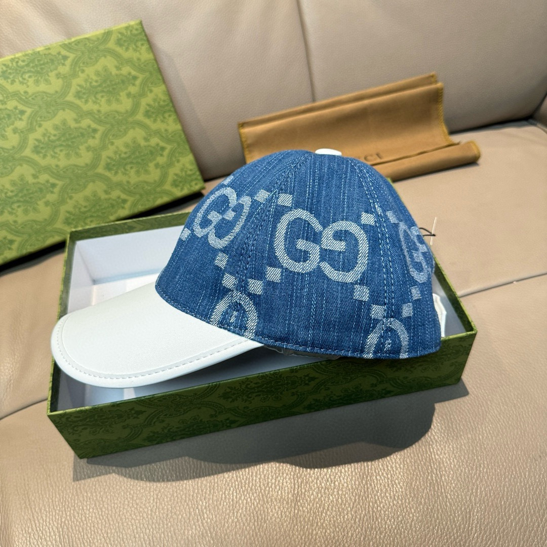 Gucci 配盒子布袋 Gucci(古奇)新款 棒球帽 大双G拼皮 款 1:1开模订制