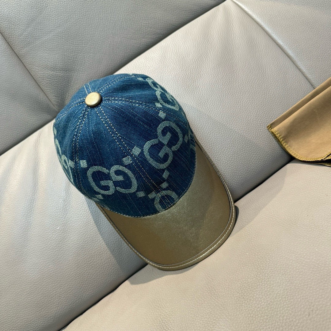 Gucci 配盒子布袋 Gucci(古奇)新款 棒球帽 大双G拼皮 款 1:1开模订制