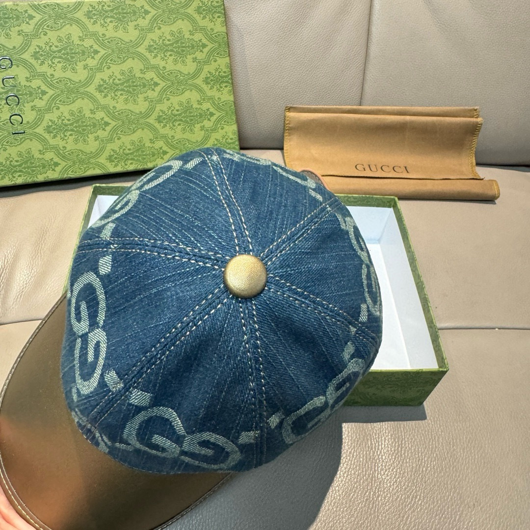 Gucci 配盒子布袋 Gucci(古奇)新款 棒球帽 大双G拼皮 款 1:1开模订制