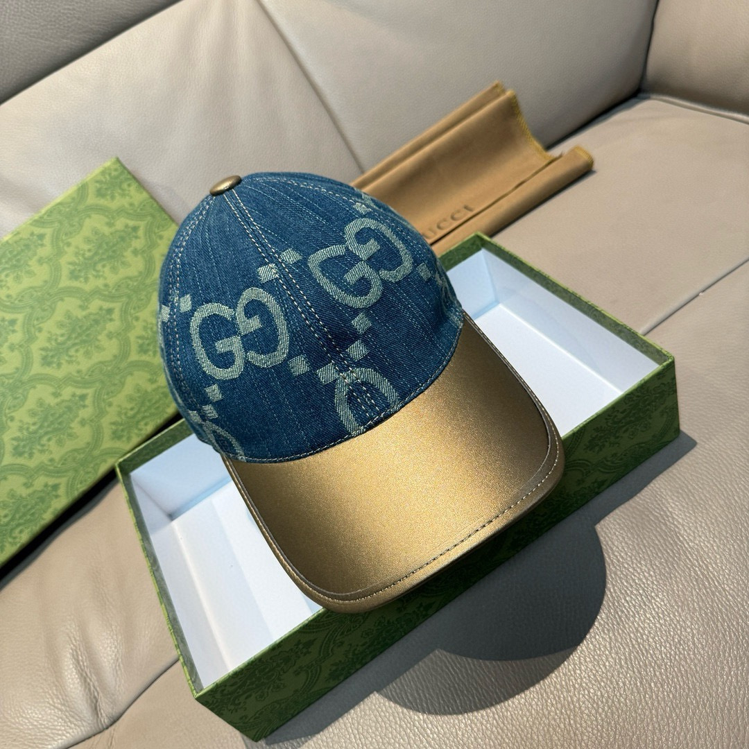 Gucci 配盒子布袋 Gucci(古奇)新款 棒球帽 大双G拼皮 款 1:1开模订制