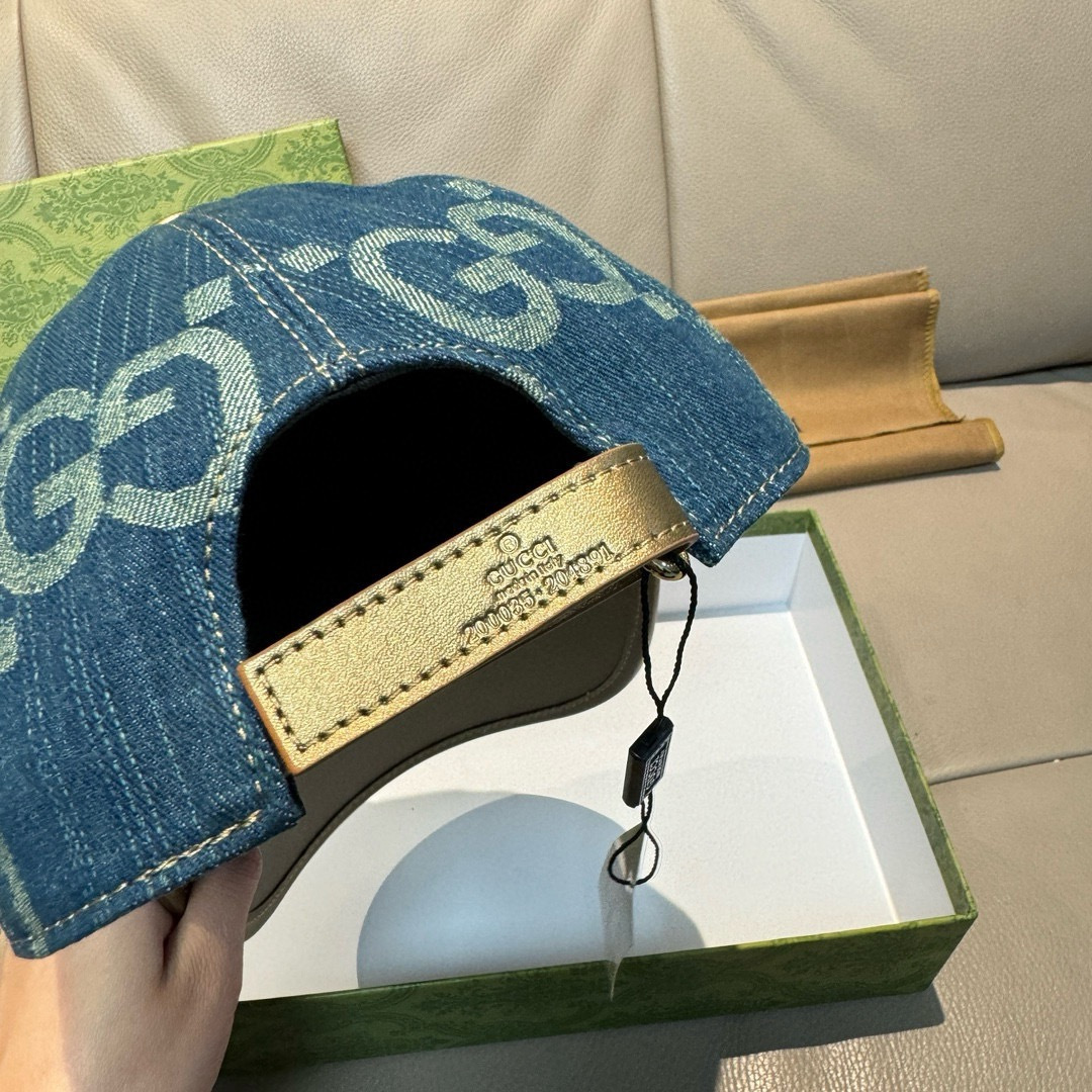Gucci 配盒子布袋 Gucci(古奇)新款 棒球帽 大双G拼皮 款 1:1开模订制