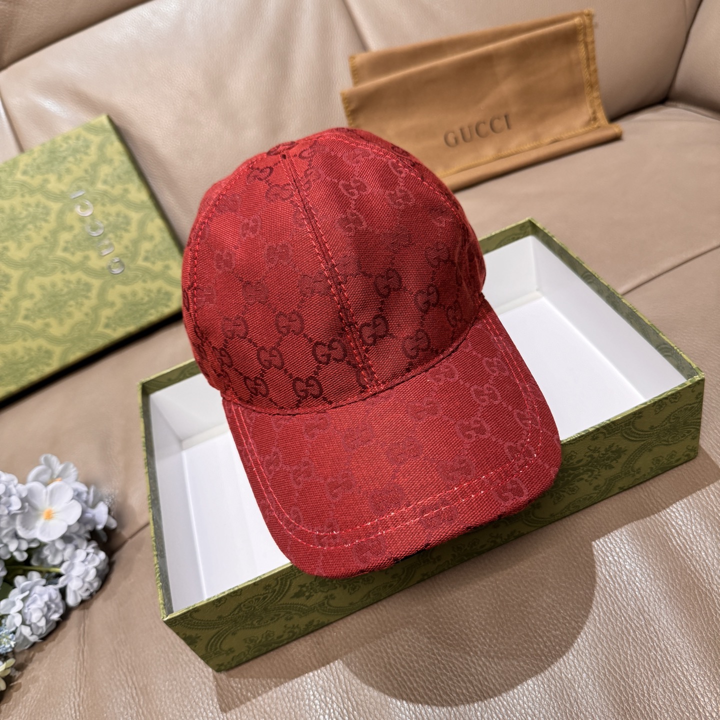 Gucci 配盒子布袋 Gucci(古奇)最新 棒球帽 宽版织带 1:1开模订制 帆布料+头层牛皮