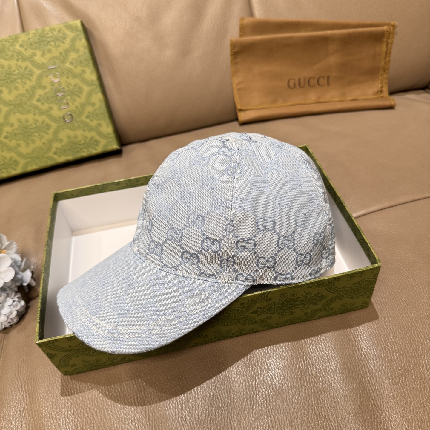Gucci 配盒子布袋 Gucci(古奇)最新 棒球帽 宽版织带 1:1开模订制 帆布料+头层牛皮