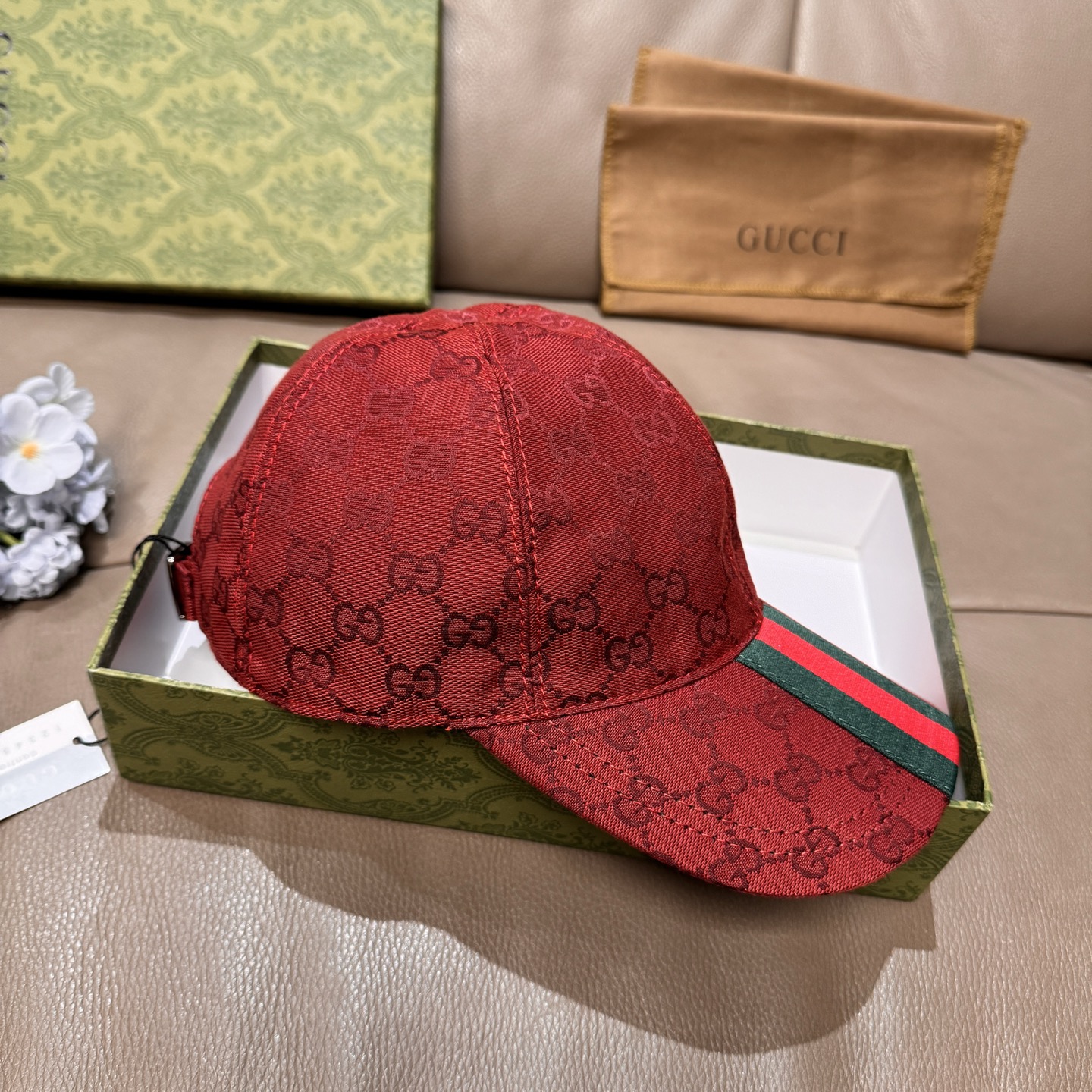 Gucci 配盒子布袋 Gucci(古奇)最新 棒球帽 宽版织带 1:1开模订制 帆布料+头层牛皮