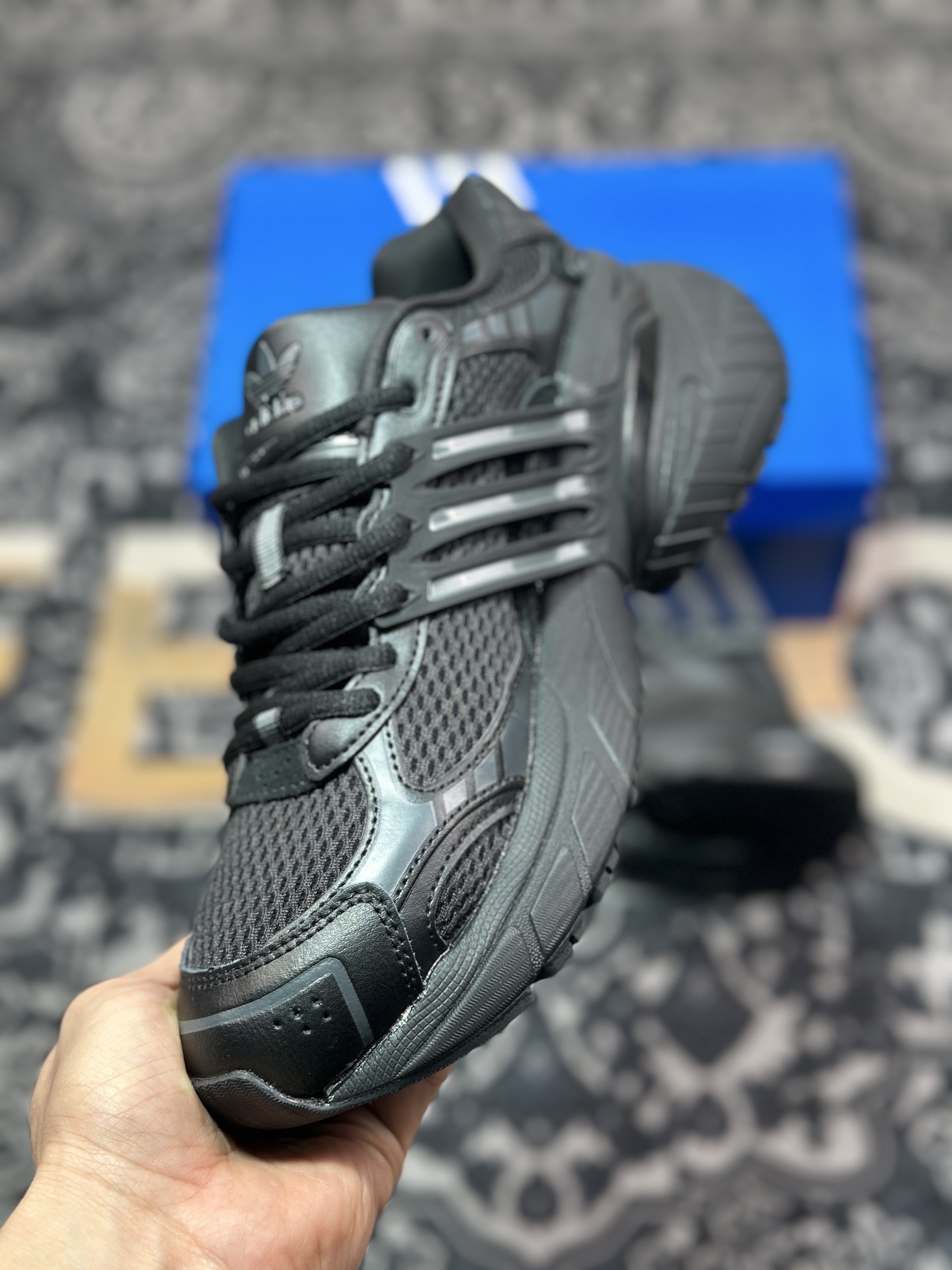 原装级别AD Originals Adistar XLG 黑色 复古廓形休闲运动老爹鞋 IH3884
