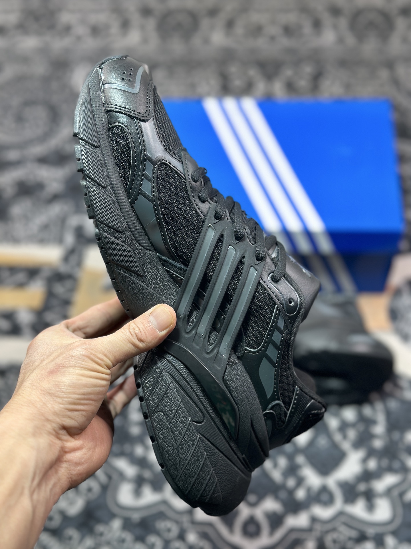 原装级别AD Originals Adistar XLG 黑色 复古廓形休闲运动老爹鞋 IH3884