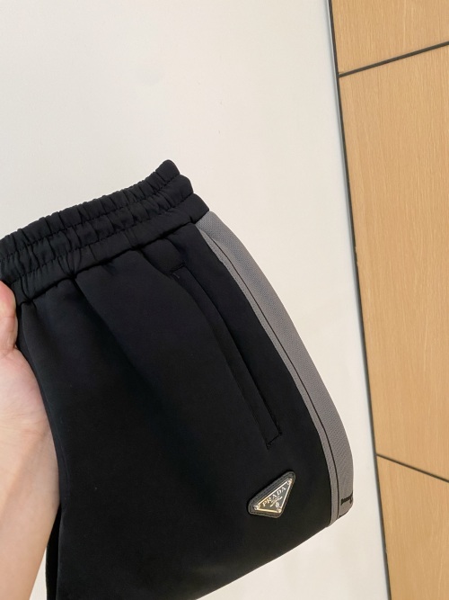 Prada Men's Black Air Layer Cotton Lounge Pants with Logo Embroidery 34 Prada Men's Black Air Layer Cotton Lounge Pants with Logo Embroidery