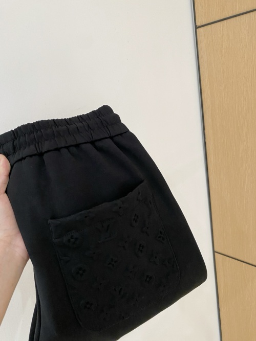 Louis Vuitton Men's Black Cotton Blend Lounge Pants with Embroidered Icons 1 Louis Vuitton Men's Black Cotton Blend Lounge Pants with Embroidered Icons
