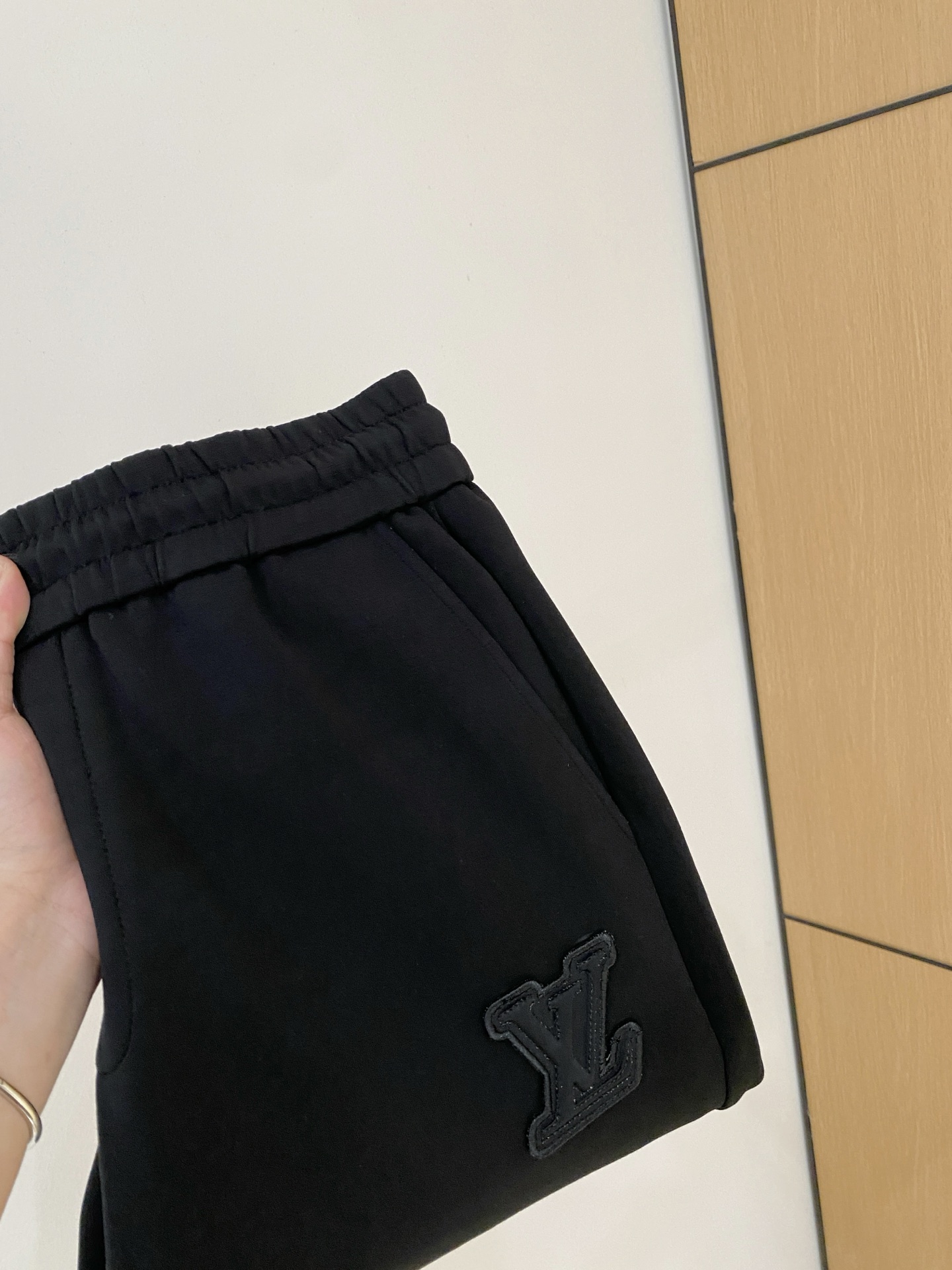 Louis Vuitton Men's Black Air Layer Cotton Lounge Pants with Logo Detail