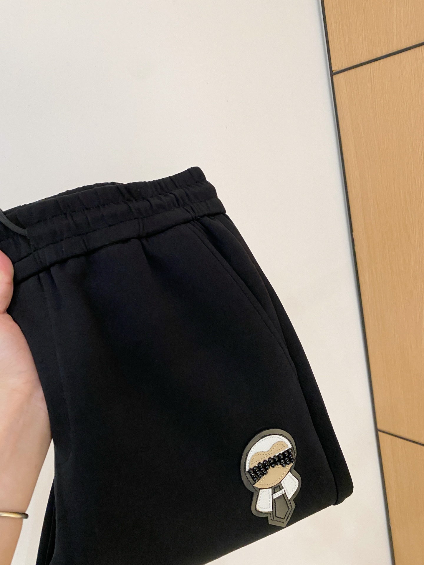 Fendi Men's Black Cotton Blend Lounge Pants with Logo Embroidery