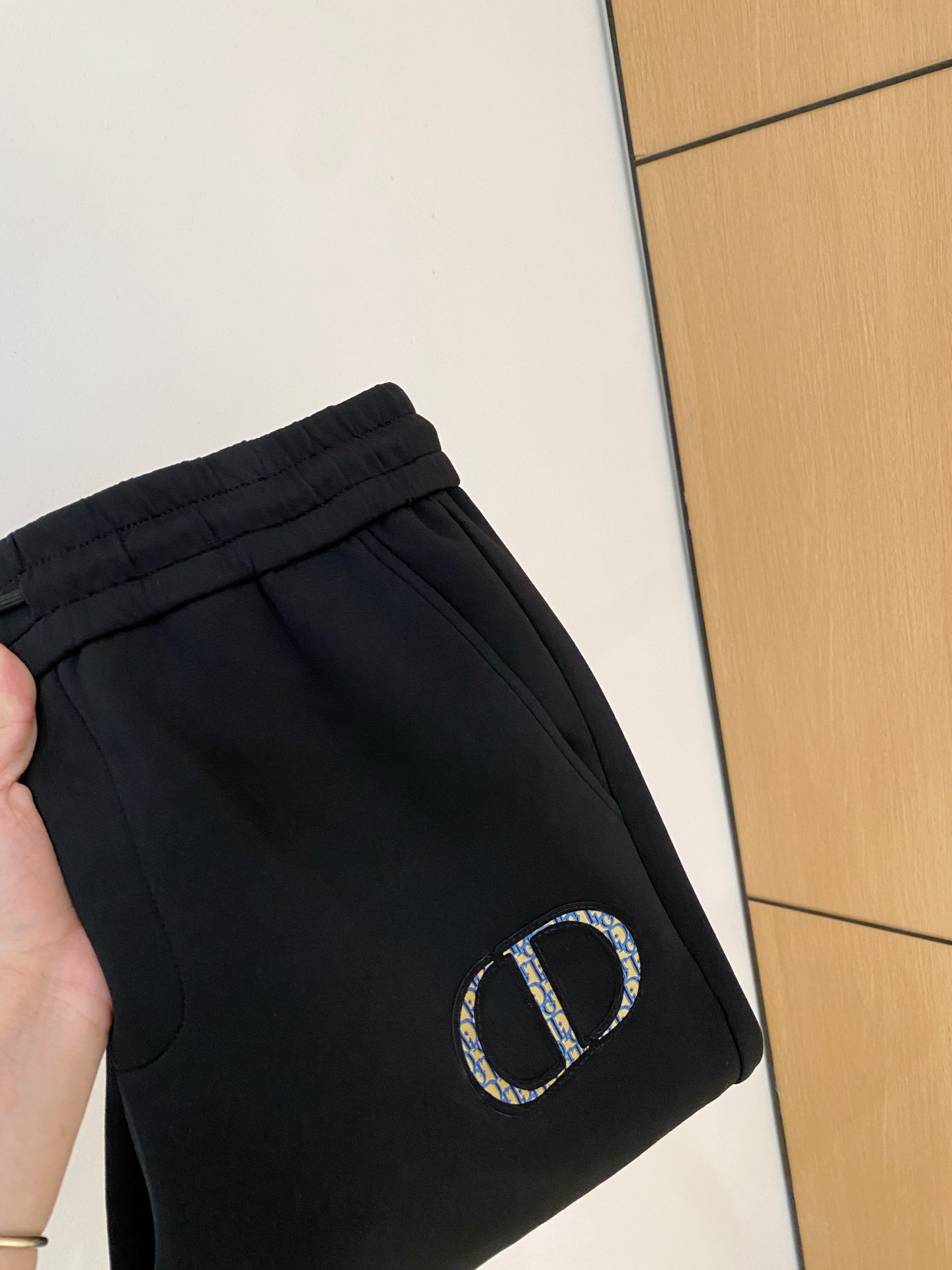 Dior Men's Black Cotton Blend Sweatpants with Embroidered CD Icon