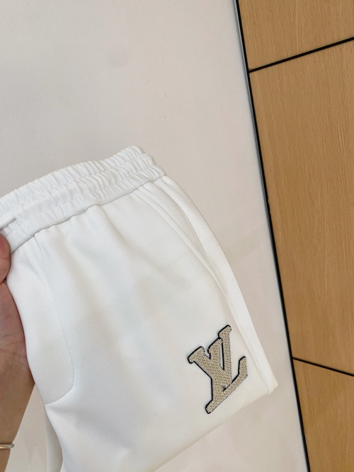 Louis Vuitton Men's White Air Layer Cotton Lounge Pants with Embroidered Logo 1 Louis Vuitton Men's White Air Layer Cotton Lounge Pants with Embroidered Logo