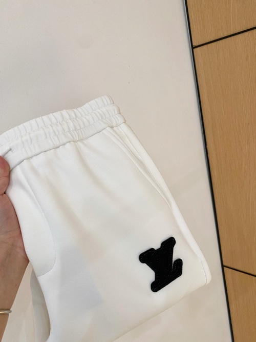 Louis Vuitton Men's White Cotton Lounge Pants with Embroidered Logo 1 Louis Vuitton Men's White Cotton Lounge Pants with Embroidered Logo