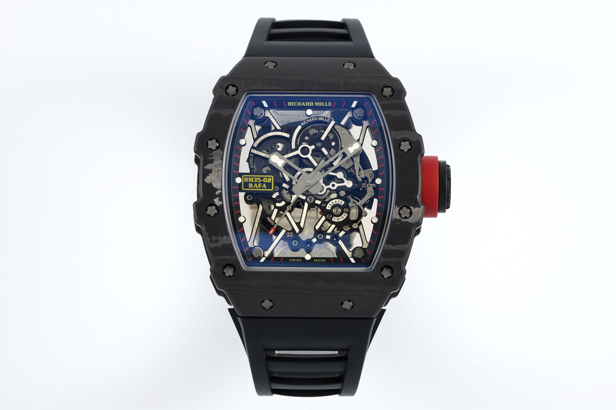 NO:383680,VA Factory Richard RM35-02 (no cardio movement) (price is affordable, welcome to inquire) The atmospheric barrel-shaped appearance is classic and fashionable. The square room shows the unique charm of the brand. The exclusive material of the unique appearance of NTPT carbon fiber creates the case. The surface shows extremely regular ups and downs, consisting of multiple layers of parallel filaments, with a maximum thickness of 45 microns, impregnated with resin, and then heated to degrees Celsius under aviation-level high temperature and high pressure, and then processed. It is assembled from 20 grade 5 titanium spline screws and 316L stainless steel wear-resistant washer. Miller RM35-02 is an automatic mechanical winding of hollow back, and the hollow back transparent RM35-02 gives people a stronger sense of fashion. The automatic winding also makes it more convenient during use, and you don’t have to help RM35-02 manually winding every day.  With continuous breakthroughs in materials and technology, the unremitting driving force of watchmaking is outstanding. It does not rely on a single watch, but creates several new works in a short time, and is recognized by watch friends and industry as the ultimate classic of watchmaking.19860909VA厂理查德RM35-02（无卡度机芯）（价格亲民 欢迎询价） 大气的酒桶型外观,经典时尚.方寸间,展现品牌独有魅力. NTPT碳纤维独特外观的独家材料打造表壳.表面呈现出极规则的起伏,由多层平行的细丝组成,最大厚度为45微米,用树脂浸渍,然后在航空级别的高温高压下加热至摄氏度后加工,由20个5级钛制花键螺钉和316L不锈钢耐磨垫圈组装而成. 米勒RM35-02为镂空背透自动机械上链,镂空背透的RM35-02给人更强烈的时尚感,自动上链也使得在使用的过程当中更为方便,不用每天都去帮RM35-02手动上链. 在材质与技术上的不断突破,制表的不懈动力.卓然不群,不靠单一腕表,而是于短时间内创造出数款新作,并被表友和业内公认为制表的极致经典.,,Watch