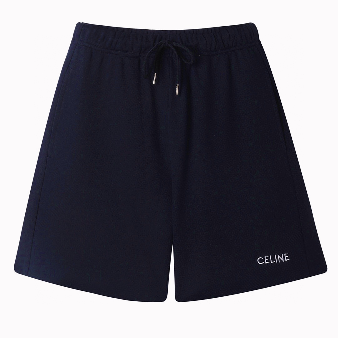 CELIN赛*2024SS春夏短裤新款 字母标识田岛刺绣工艺，专门定制金属抽绳头，细节到位💯 ，原版面料开发，采用420克高密度全棉毛圈面料，舒适透气性极佳，经过洗水处理，手感更加舒适，男女同款 颜色：黑色 白色 深蓝 尺码：S-L