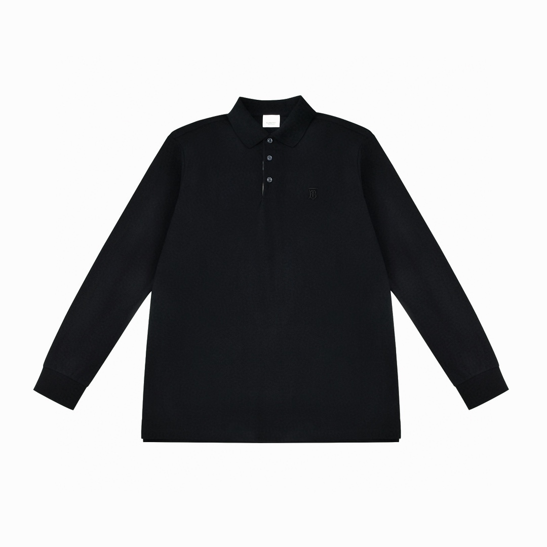 BBR Burberry*2024AW Polo nuevo de manga larga con cuello, con bordado Tajima del logotipo circular con la letra B, tape…