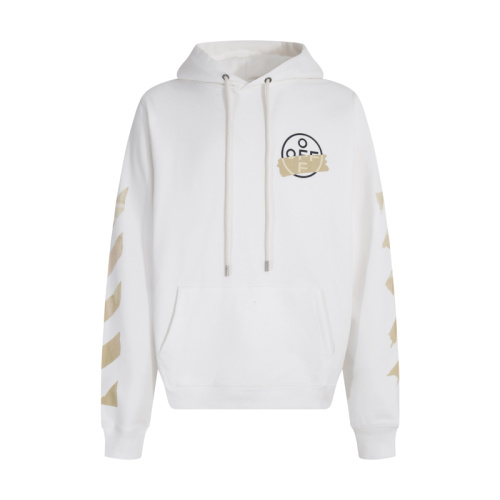 Off-White OW20SS Golden Tape Arrow Hoodie, 480g Cotton, White, Oversized Fit