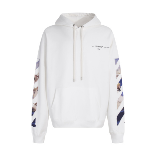 Off-White Impressionism Print Hoodie Cotton Blend Casual Pullover Sweatshirt