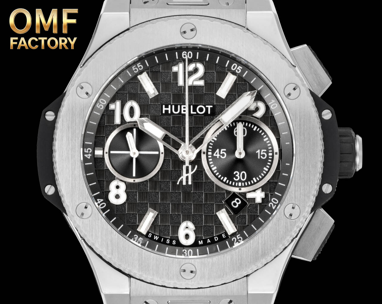 NO:882417,OMF HUBLOT BIG BANG Hublot 431.NM..RX, the original newly molded 43 mm case, adopts a new design, a more ergonomic case, and more refined case details. It has larger polished chamfers, size 43mm/15mm, and the 43mm wide case has been carefully modified to restore the original consistency, equipped with HUB  Fully automatic mechanical movement, accurately driving the chronograph function, 72-hour power reserve, interpreting the pinnacle of mechanical art with excellent performance, one-click quick-release fluorine rubber strap, switching wearing styles at will, taking into account comfort and fashion. The strap uses imported fluorine rubber tape, which is more comfortable to wear and feels better, and the mirror is made of sapphire glass. - The sapphire mirror is transparent and anti-glare, no fear of daily challenges, classic heritage · Innovation and tribute Hublot's 'art of fusion', in this Big  The Bang shows off its sharp case with a black bezel, and the one-touch strap system unlocks the ever-changing style of the chronograph multifunctional mechanical watch.19860909OMF HUBLOT 宇 舶表BIG BANG 恒宝 431.NM..RX ,原版新开模43 mm表壳,采用全新设计、更符合人体工学的表壳、更精致的表壳细节,它具有较大的抛光倒角, 尺寸 43mm/15mm, 43mm宽的表壳经过精心修饰,还原了以正品一致, 搭载 HUB 全自动机械机芯,精准驱动计时码表功能,72小时动力储存,以卓越性能诠释机械艺术的巅峰, 一键快拆氟橡胶表带,随心切换佩戴风格,兼顾舒适与潮流感. 表带采用进口氟橡胶胶带,配带起来更加舒服,手感更好,镜面采用蓝宝石玻璃镜面. - 蓝宝石镜面通透防眩,无惧日常挑战,经典传承 · 创新致敬 宇舶的“融合的艺术”,在这枚Big Bang上尽显锋芒表壳搭配黑色表圈,一键式表带系统解锁百变风格计时多功能机械腕表,,,Watch