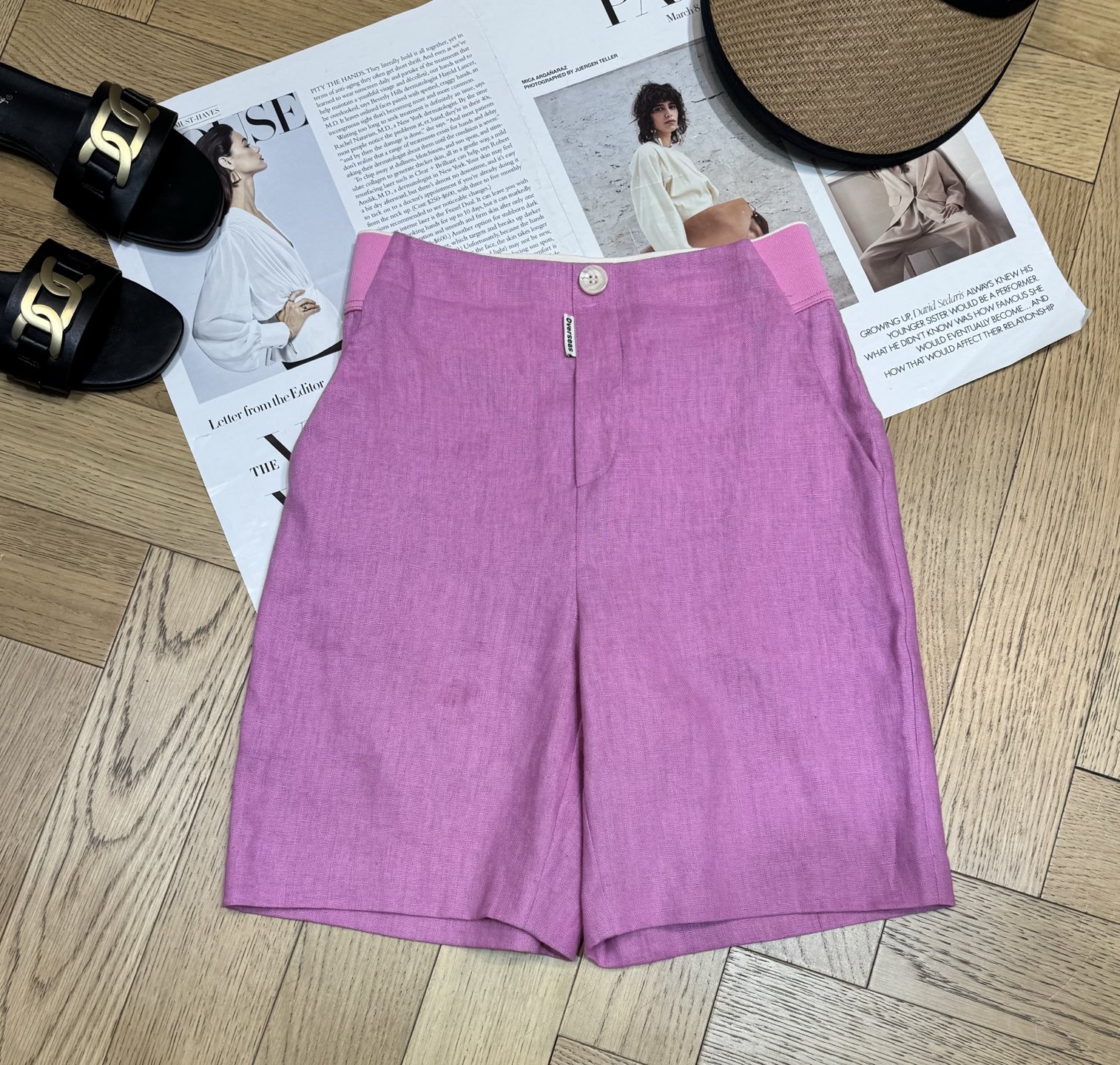 Celine-Inspired Linen Shorts with Logo Embroidery in Black 4 i1745826525309 5816 0 2