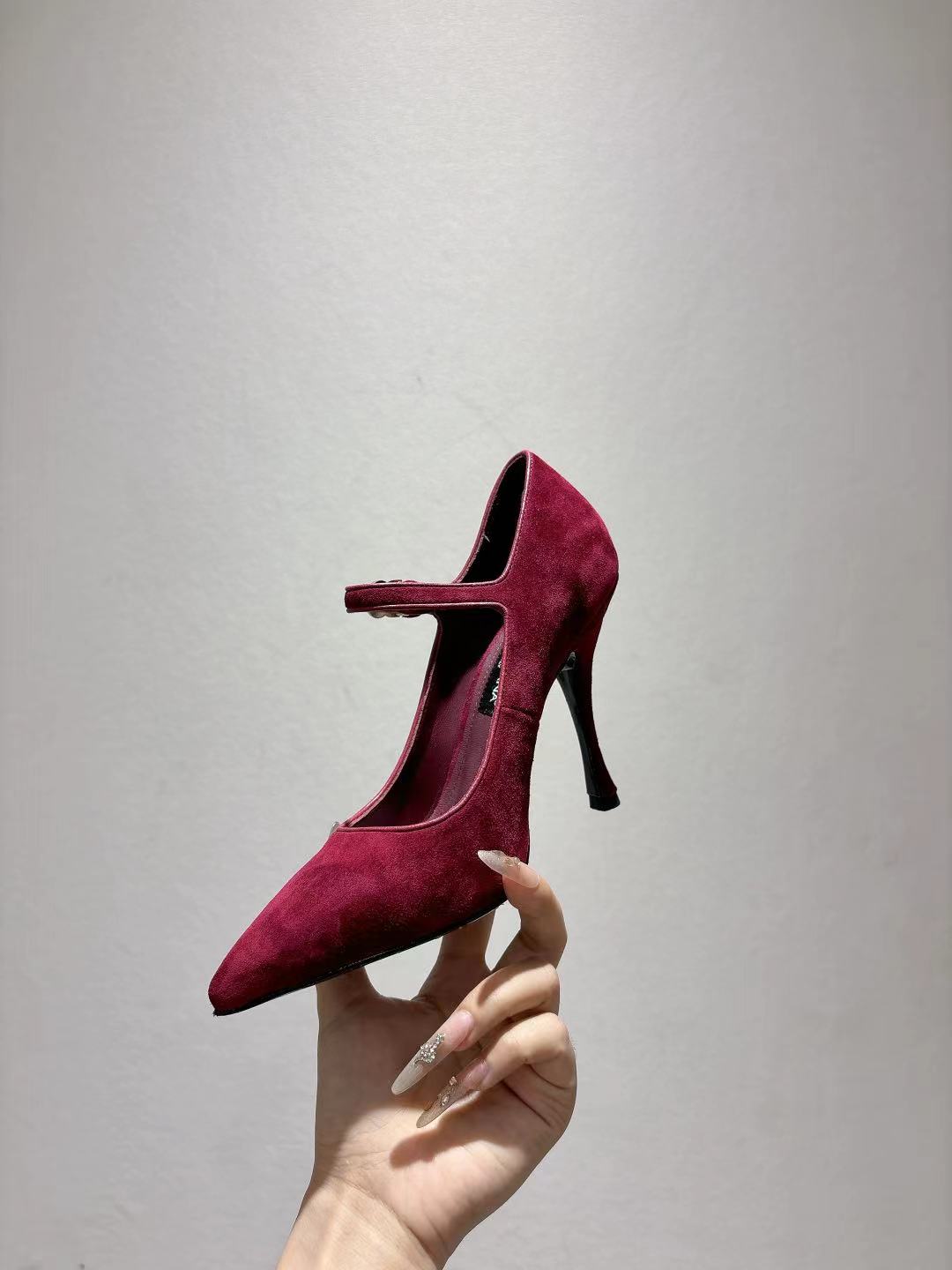 Dolce & Gabbana Women's Pointed-Toe Pumps with Ankle Strap in Burgundy Suede 5 a1756616751433 2483