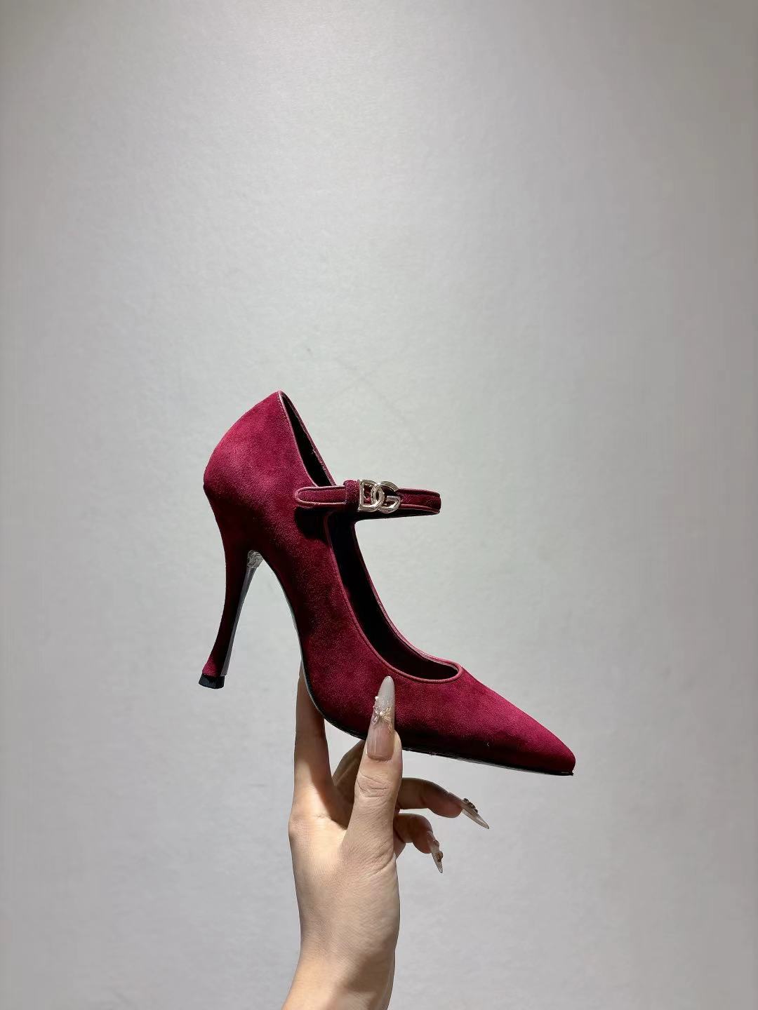 Dolce & Gabbana Women's Pointed-Toe Pumps with Ankle Strap in Burgundy Suede 4 a1756616751435 1708