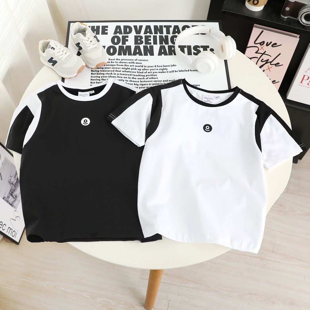 Precio de volumen 69.9@ por pieza: Camiseta de algodón de dos colores contrastados ON. Tallas: 120-170. Colores: negro,…