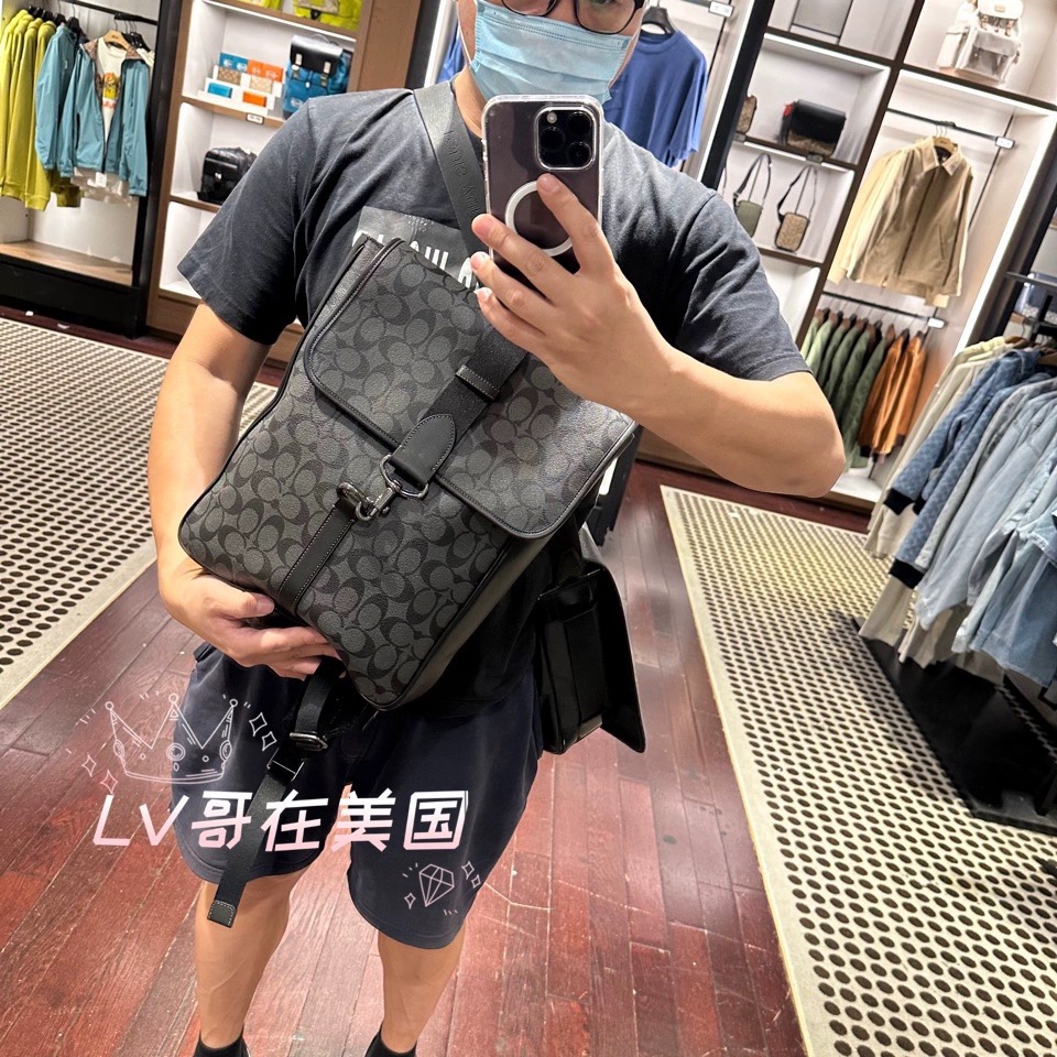 Coach 新款COACH/蔻驰 CJ575 奥莱款男士BLAINE 标志老花双肩包背包