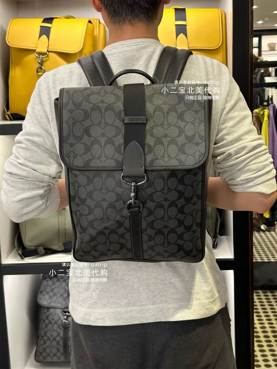 Coach 新款COACH/蔻驰 CJ575 奥莱款男士BLAINE 标志老花双肩包背包