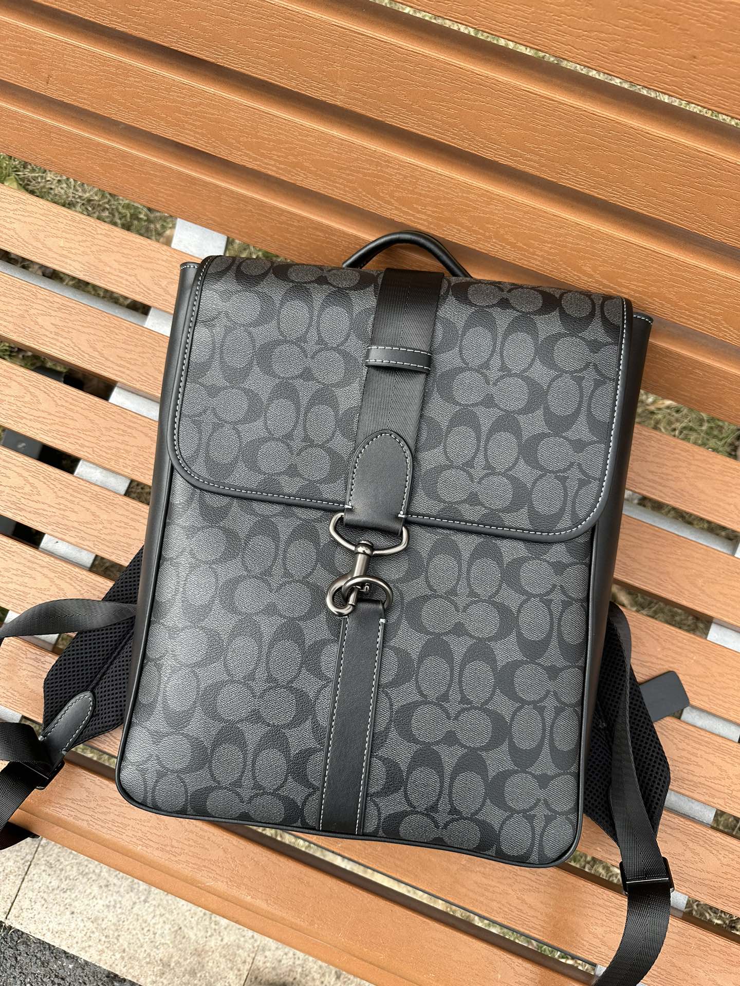 Coach 新款COACH/蔻驰 CJ575 奥莱款男士BLAINE 标志老花双肩包背包
