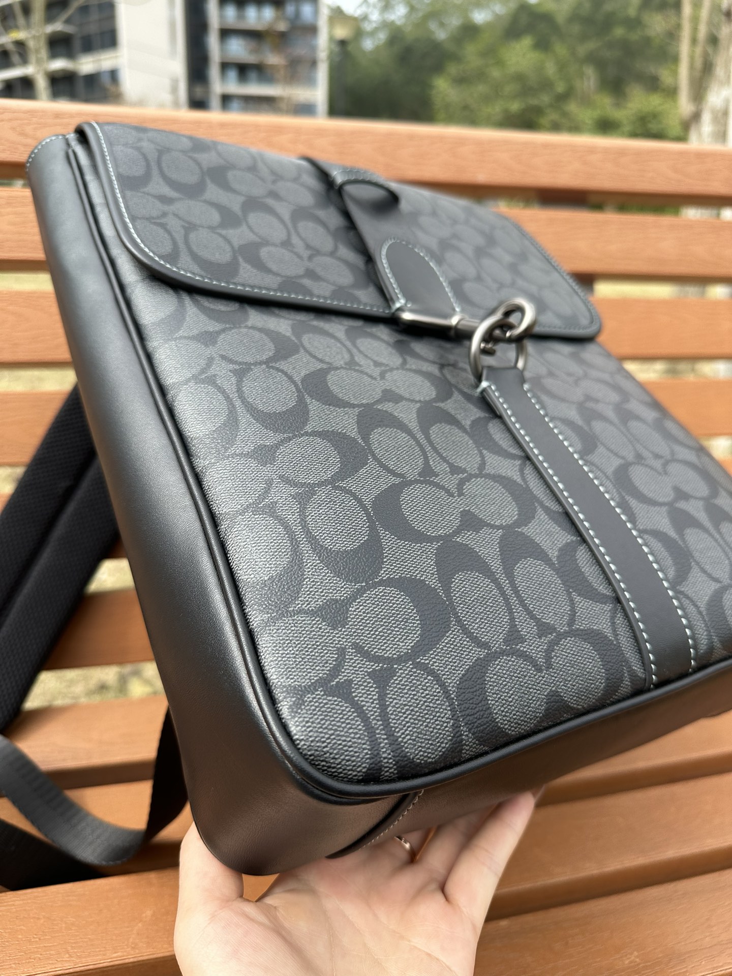 Coach 新款COACH/蔻驰 CJ575 奥莱款男士BLAINE 标志老花双肩包背包
