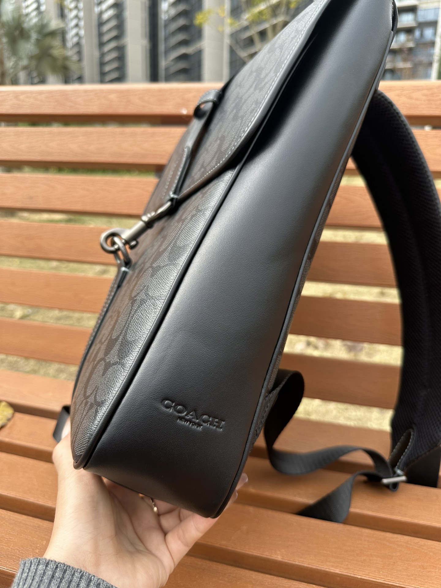 Coach 新款COACH/蔻驰 CJ575 奥莱款男士BLAINE 标志老花双肩包背包