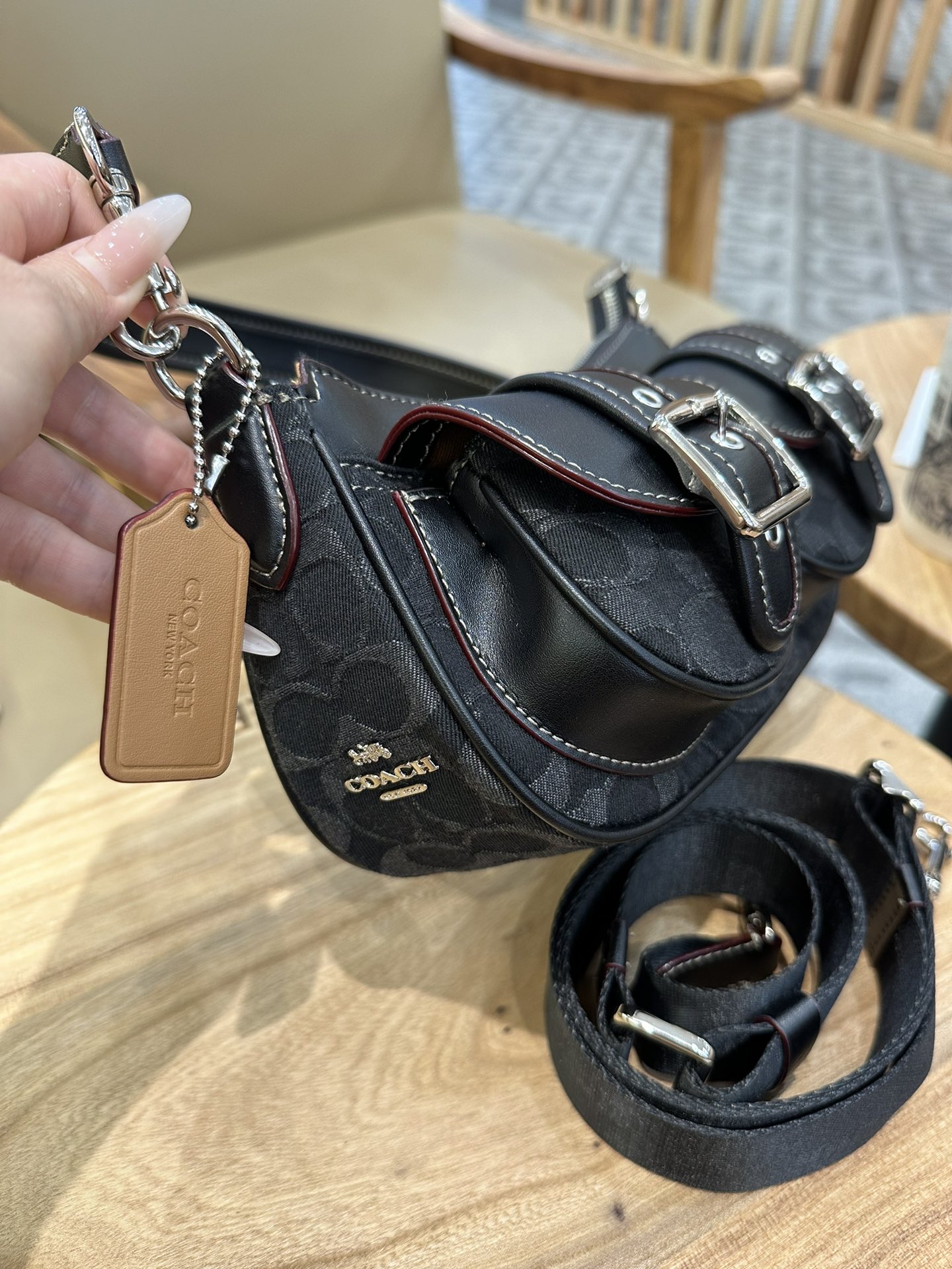 Coach 老花CP114 纯黑CM079 拼的CM078 牛仔CQ184 可自由拆卸长短带