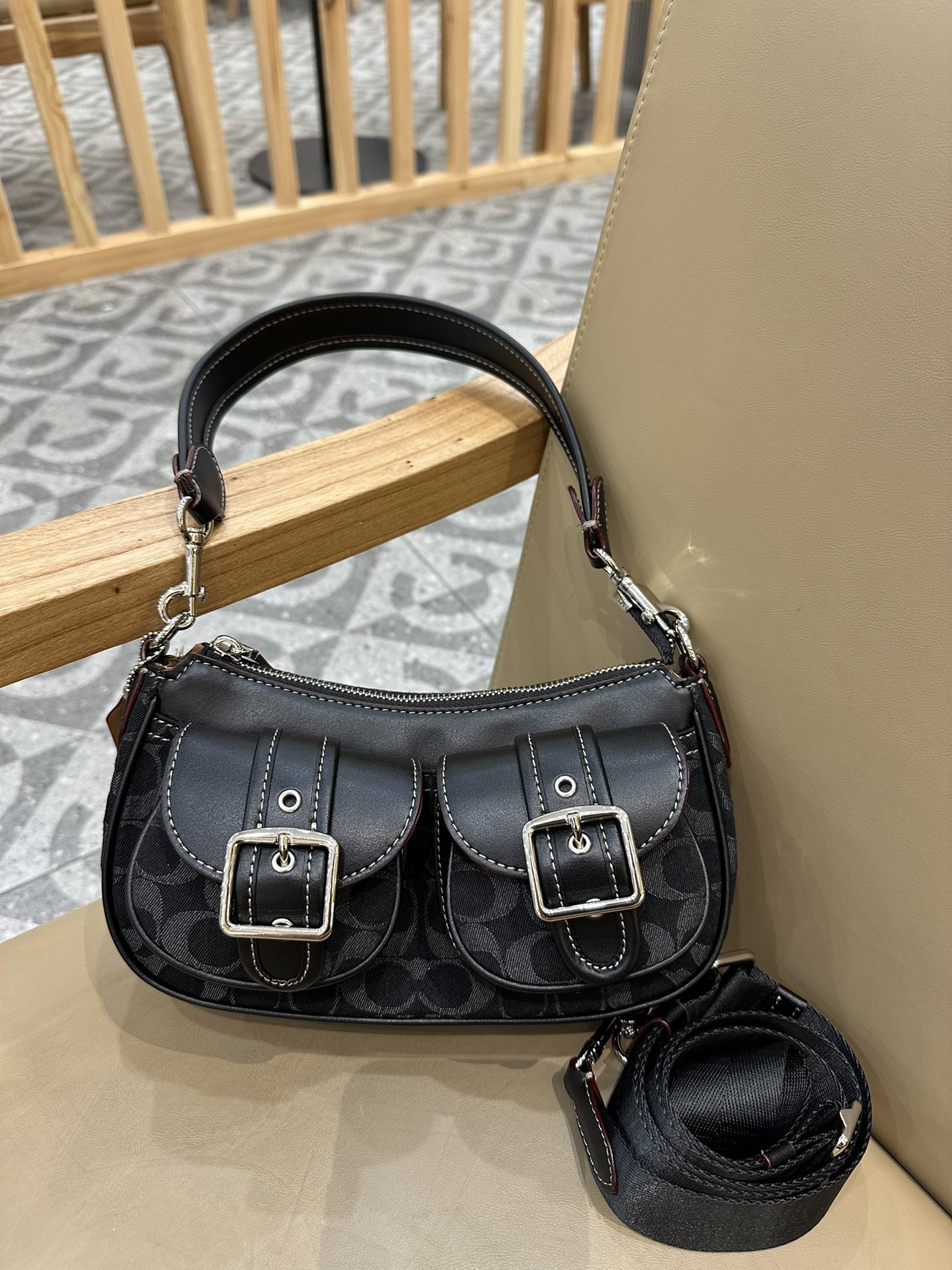 Coach 老花CP114 纯黑CM079 拼的CM078 牛仔CQ184 可自由拆卸长短带