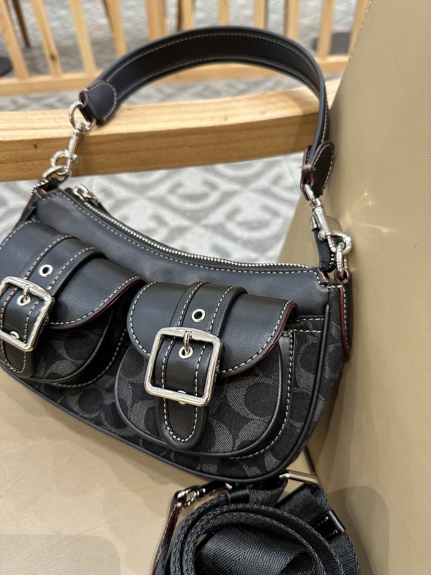 Coach 老花CP114 纯黑CM079 拼的CM078 牛仔CQ184 可自由拆卸长短带