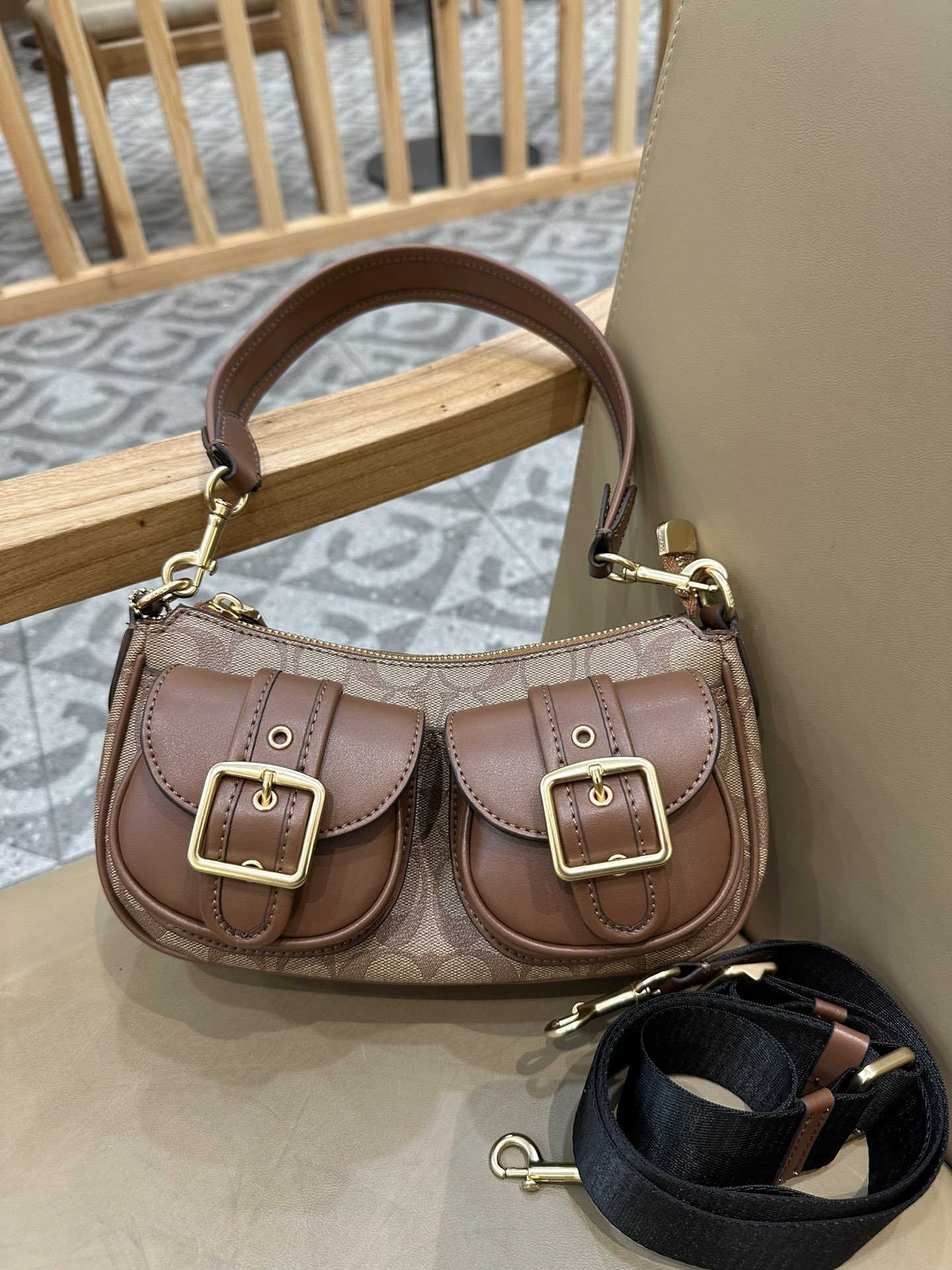 Coach 老花CP114 纯黑CM079 拼的CM078 牛仔CQ184 可自由拆卸长短带
