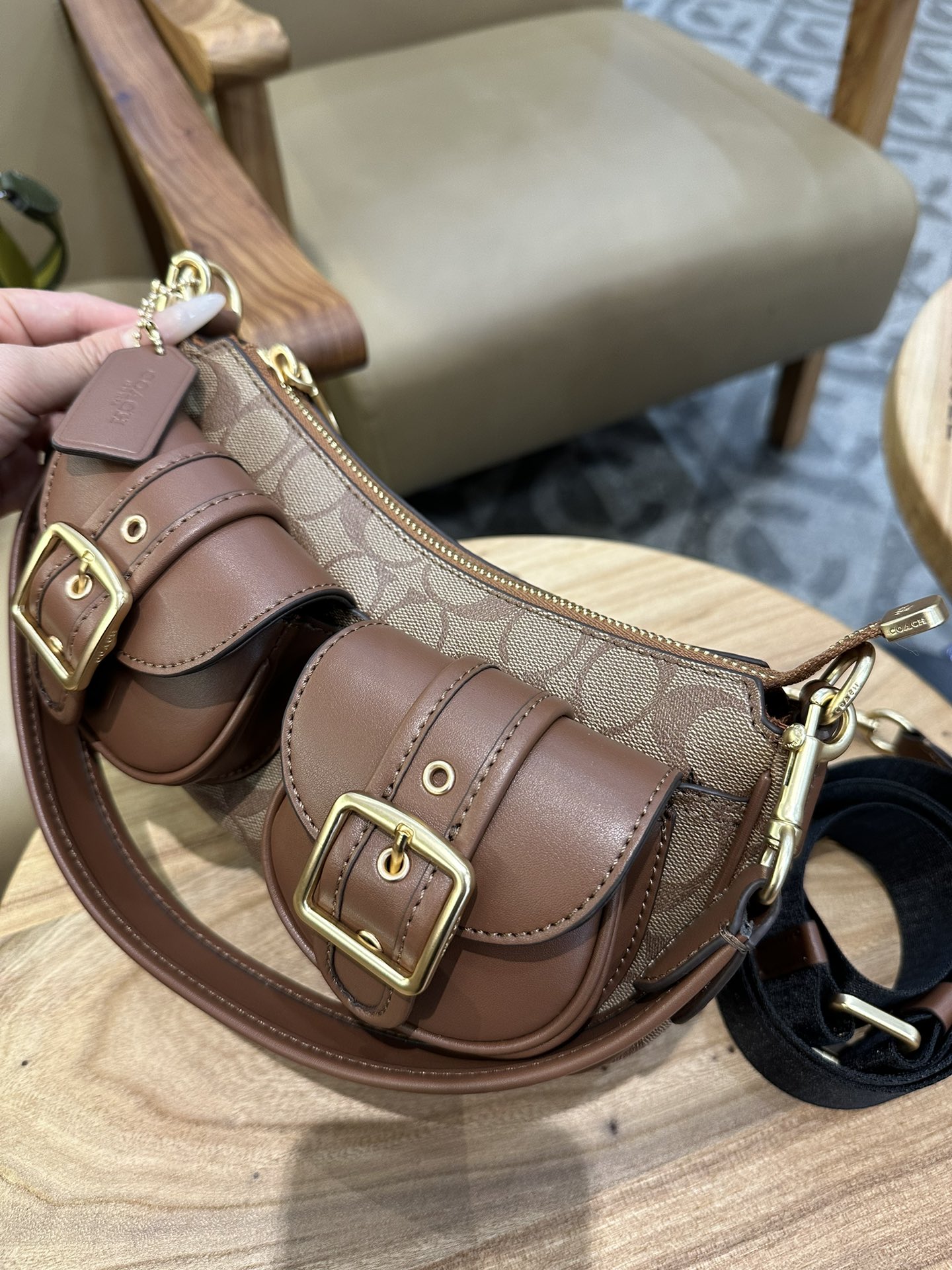 Coach 老花CP114 纯黑CM079 拼的CM078 牛仔CQ184 可自由拆卸长短带