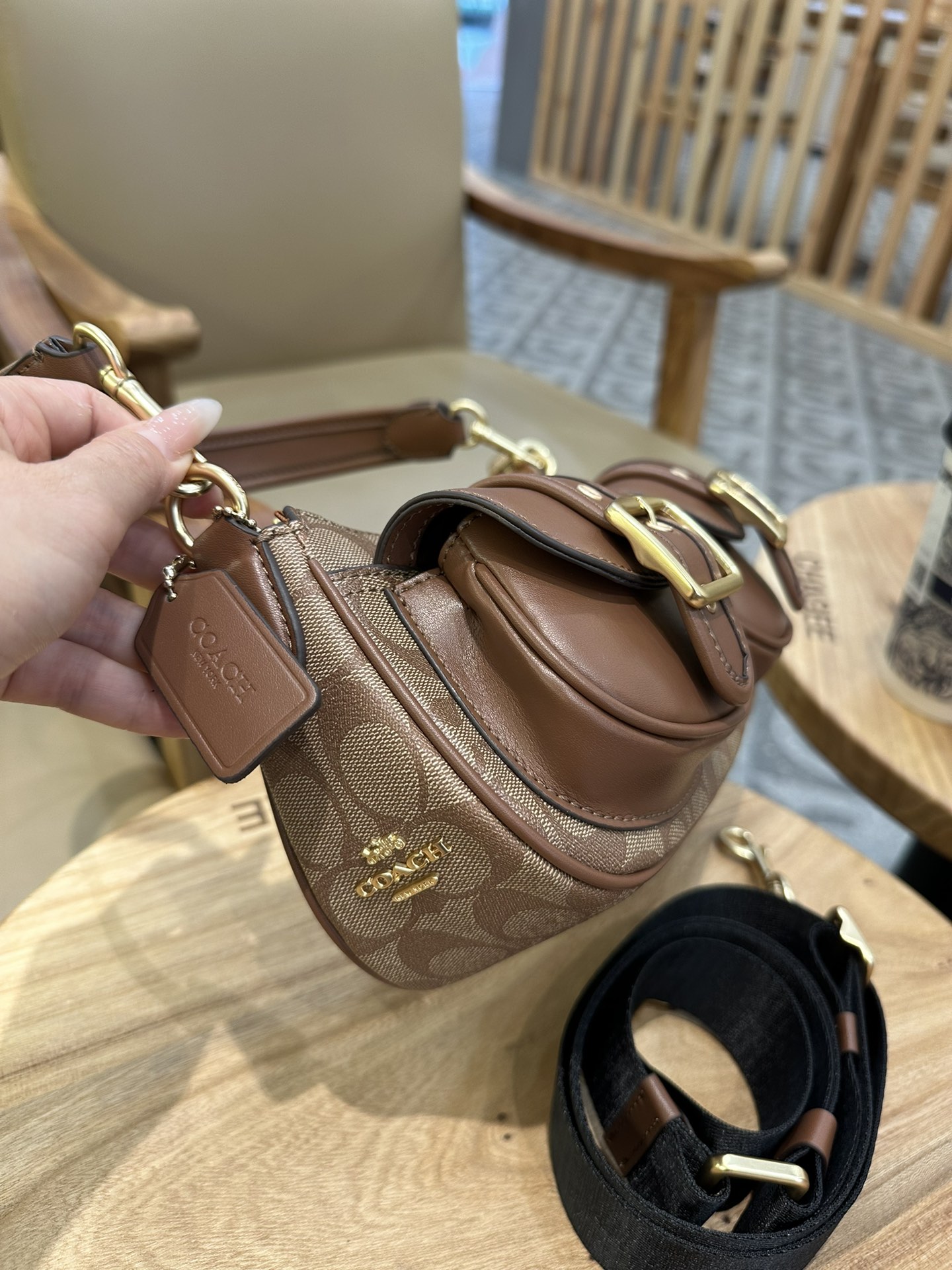 Coach 老花CP114 纯黑CM079 拼的CM078 牛仔CQ184 可自由拆卸长短带